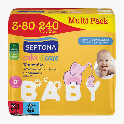 Septona Baby Wipes Chamomile 3x80pcs + LID