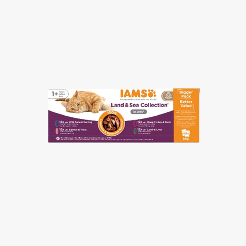 Iams Cat Pouch Adult Land & Sea Multipack in Jelly 85g (Case X48)