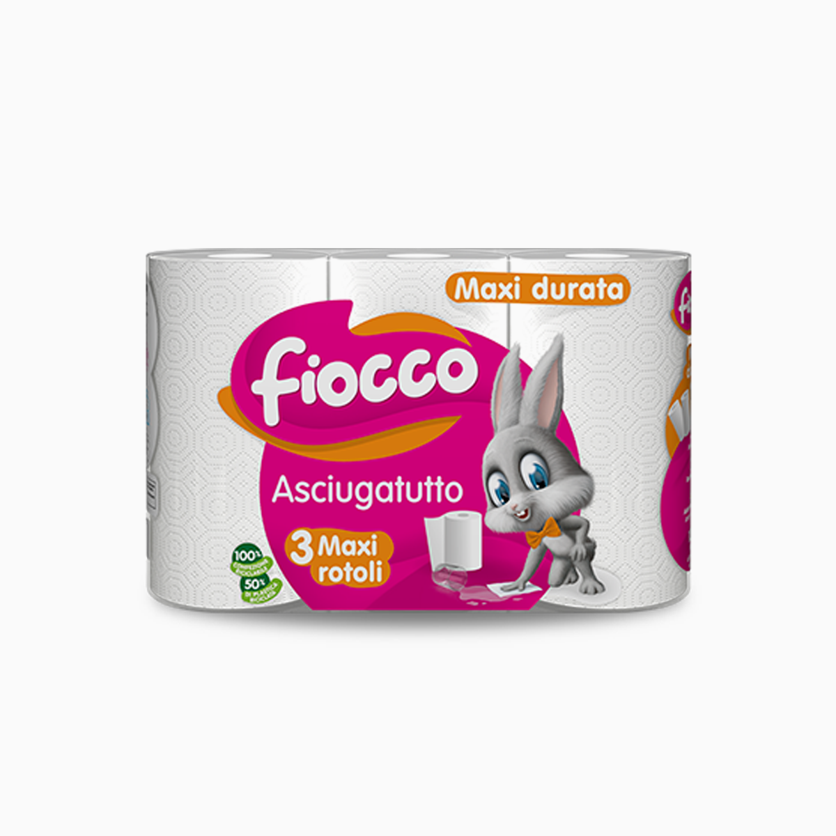 Fiocco Maxi Pink Kitchen Rolls (3 Rolls