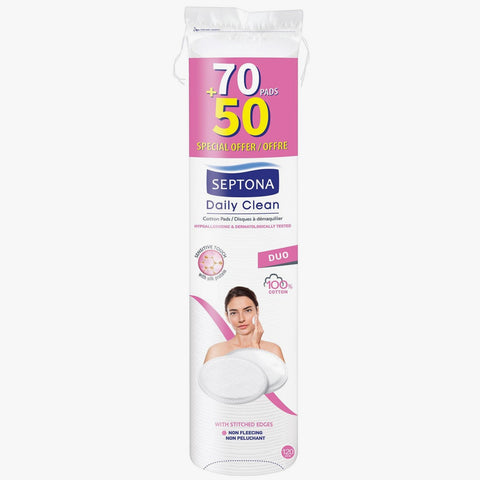 Septona Cotton Pads Sensitive Touch Duo Round 70+50