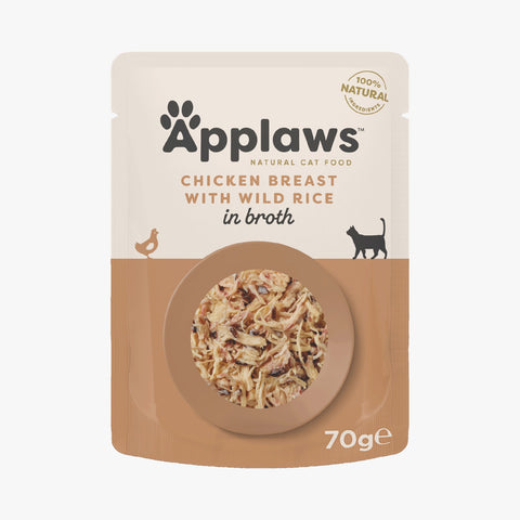 Applaws Cat Pouch Chicken with Wild Rice in Broth 70g (Case X12)