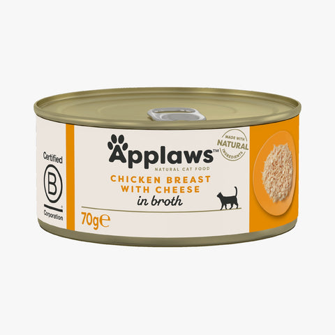 Applaws Cat Tin Chicken with Cheese in Broth 70g (Case X24)