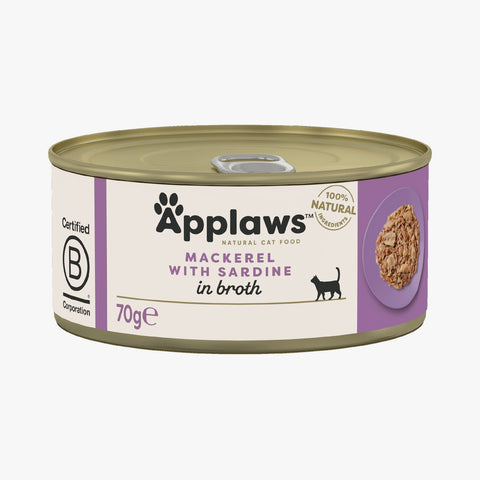 Applaws Cat Tin Mackerel with Sardine in Broth 70g (Case X24)