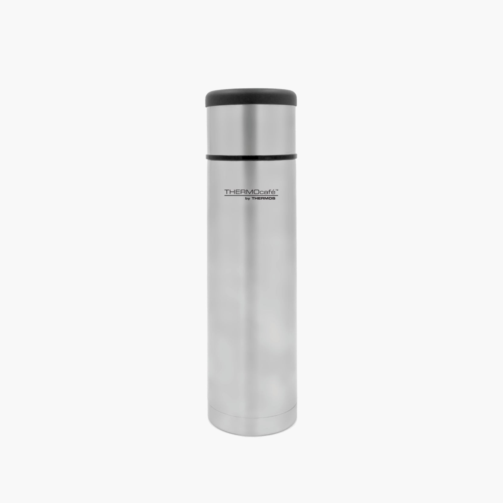 Thermos Thermocafe Stainless Steel Flat-top Flask Black 1lt