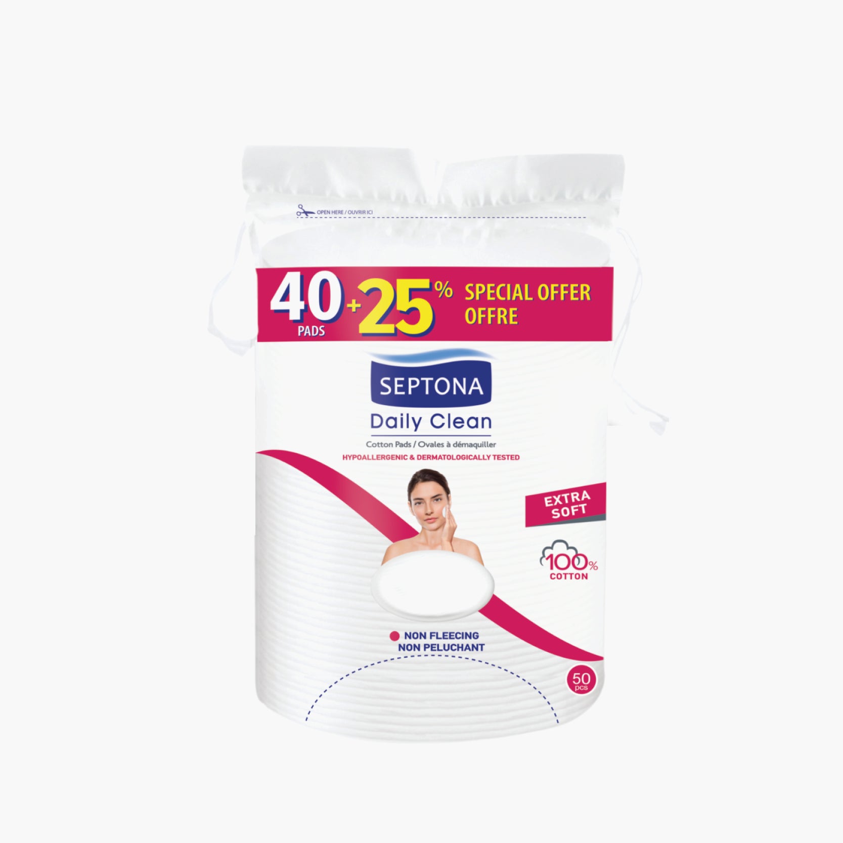 Septona Cotton Pads Oval 40pcs+25% Promo Pack