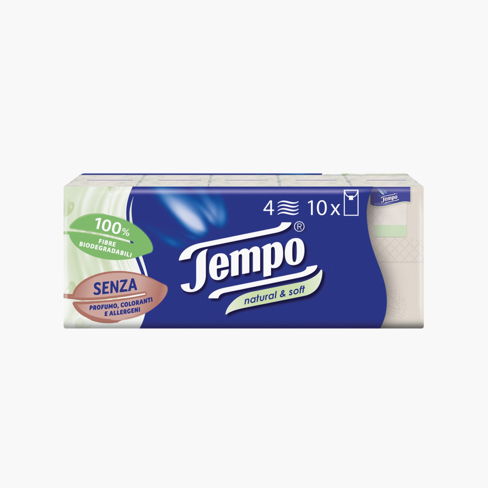 Tempo Hanky Natural & Soft Single Pack x10