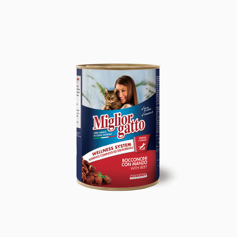 Miglior Gatto Tin Bocconcini Manzo 405g (Case x24)