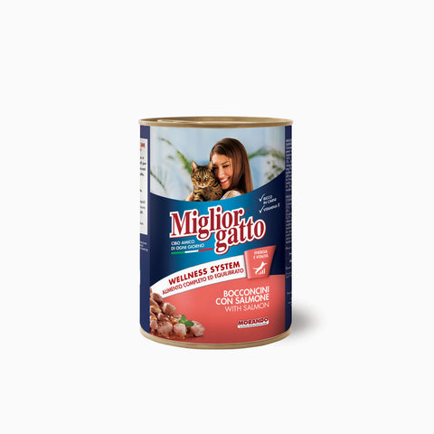 Miglior Gatto Tin Bocconcini Salmone 405g (Case x24)