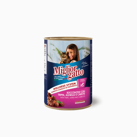 Miglior Gatto Tin Bocconcini Trippa & Agnello 405g (Case x24)