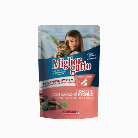 Miglior Gatto Pouch Straccetti Salmone & Tonno 100g (Case x24)