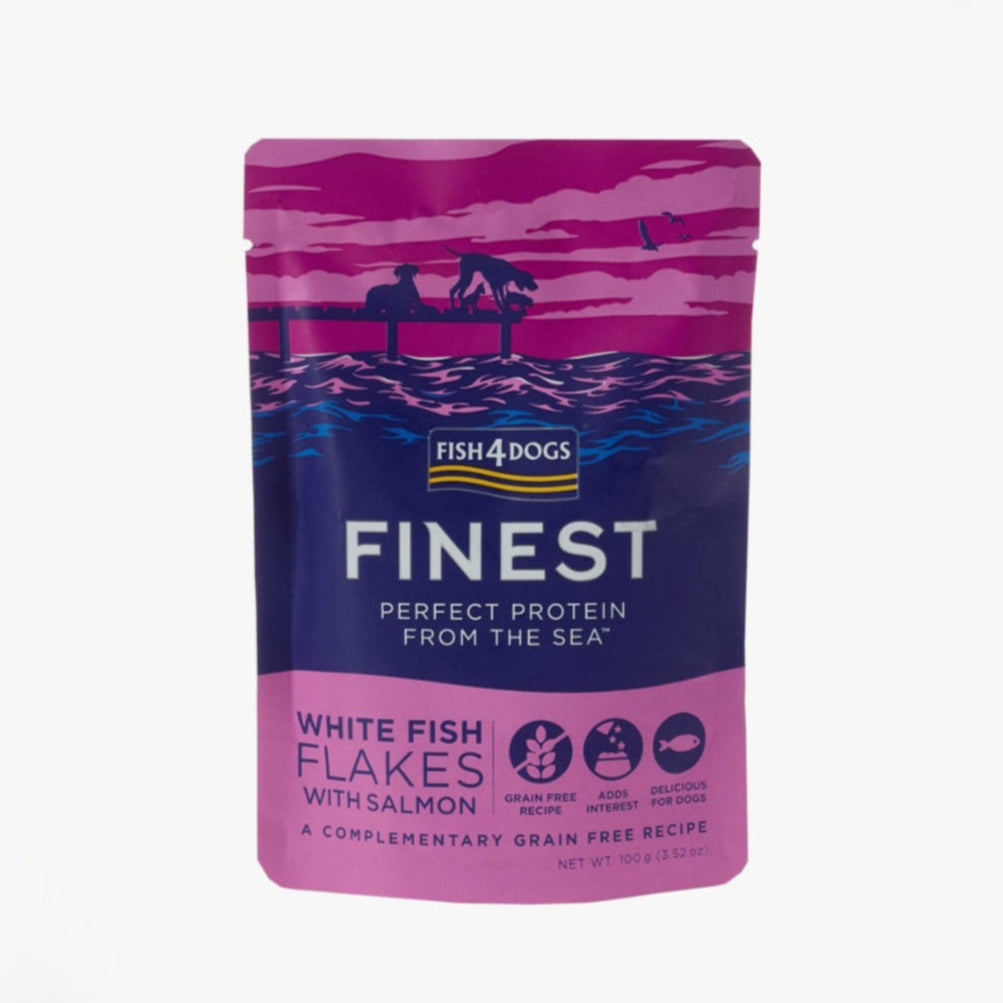 Fish4Dogs Finest White Fish Flakes with Salmon- Pack of 6