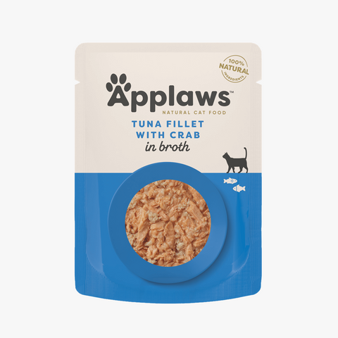 Applaws Cat Pouch Tuna Fillet with Crab in Broth 70g X12