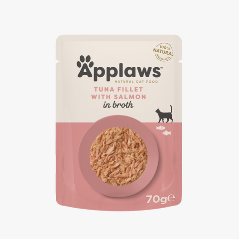 Applaws Cat Pouch Tuna Fillet with Salmon in Broth 70g X12