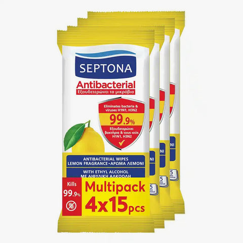 Septona Antibacterial Wipes Lemon Multipack 4x15pcs
