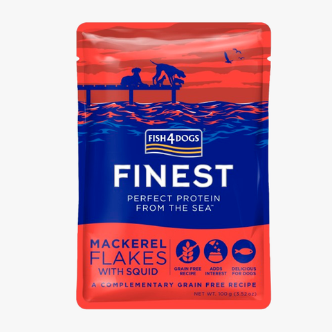 Fish4Dogs Finest Mackerel Flakes with Squid 100g X6