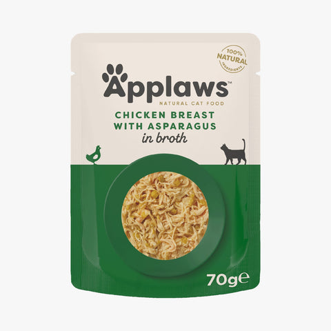 Applaws Cat Pouch Chicken with Asparagus in Broth 70g X12