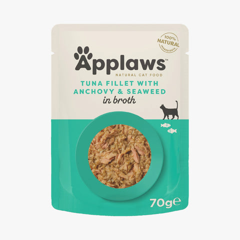 Applaws Cat Pouch Tuna with Anchovy in Broth 70g X12