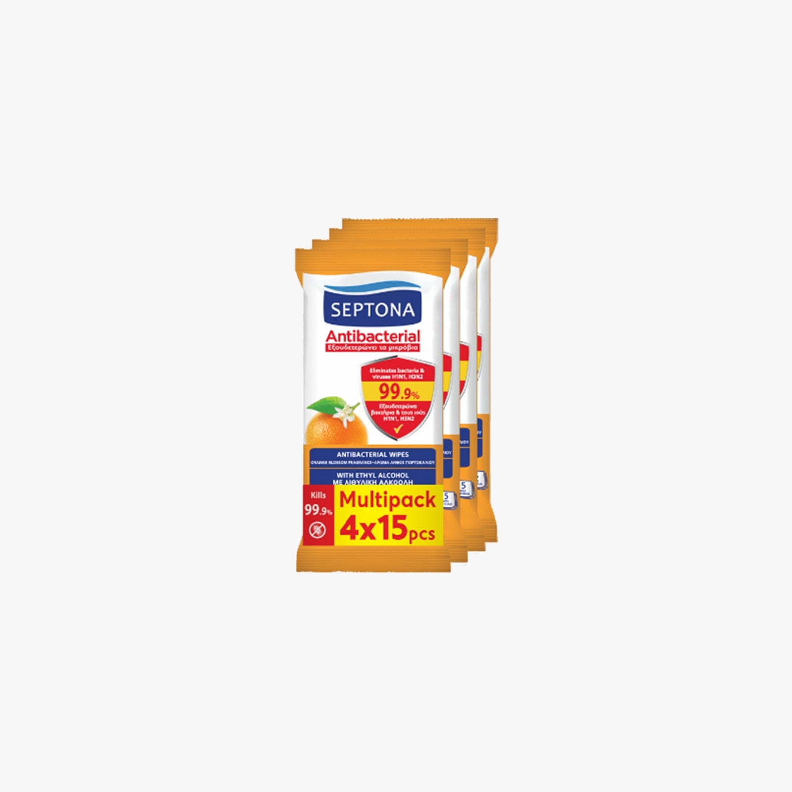 Septona Antibacterial Wipes Orange Blossom Multipack 4x15pcs