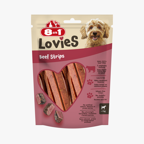 8IN1 Lovies Beef Strips 80g (Case X8)