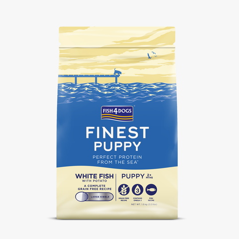 Fish4Dogs Finest Puppy White Fish with Potato (Large Kibble)