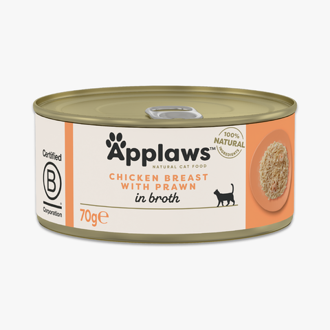 Applaws Cat Tin Chicken with Prawn in Broth 70g (Case X24)