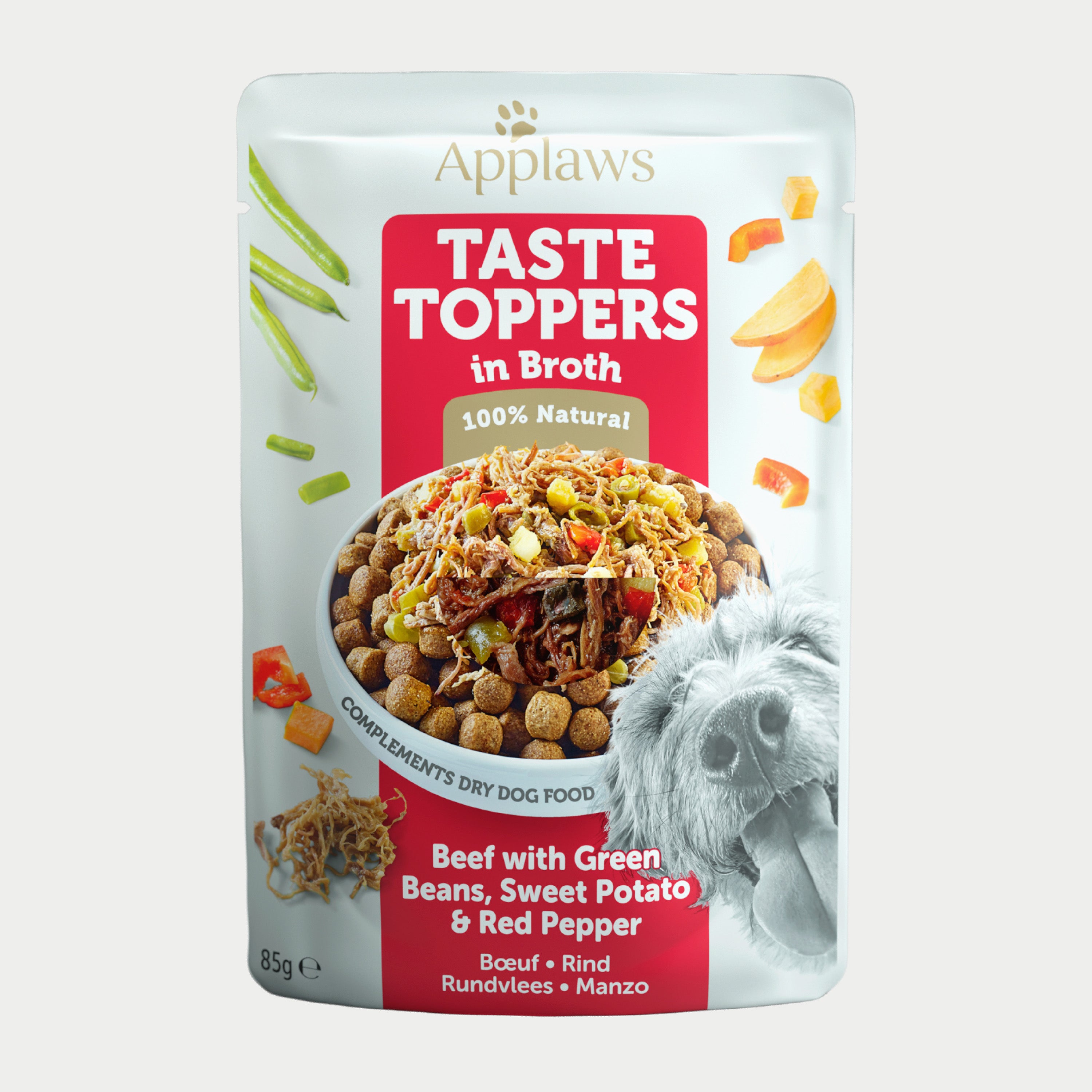 Applaws Dog Taste Toppers Pouch Beef & Green Beans in Broth - Case by 12