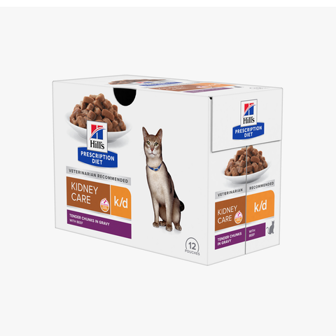 Hill's Prescription Diet Cat K/D Beef Pouch 85G (Case x12)