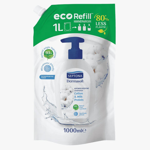 Septona Dermasoft Handwash Cotton & Milk Protein Refill 1L