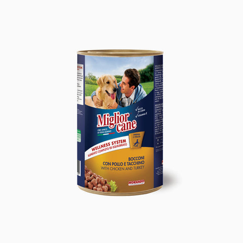 Miglior Cane Tin Bocconcini Pollo & Tacchino 1250g (Case x12)