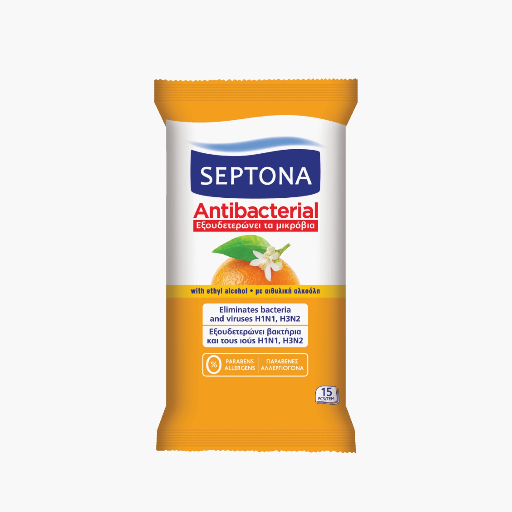 Septona Antibacterial Wipes Orange Blossom 15pcs